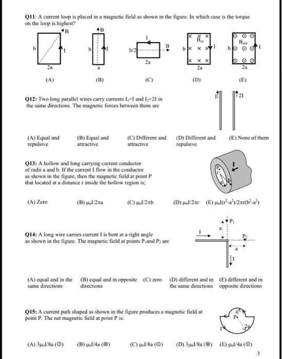 SOLVED: QII: A current loop is placed in a magnetic field as shown in ...