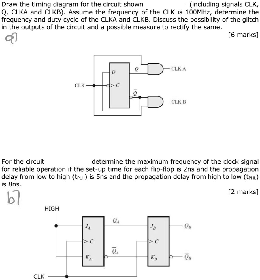 SOLVED Draw the timing diagram for the circuit shown (including