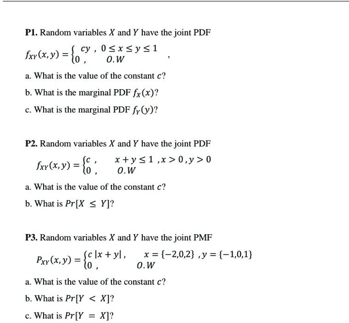 Solved Pi Random Variables X And Y Have The Joint Pdf C 0