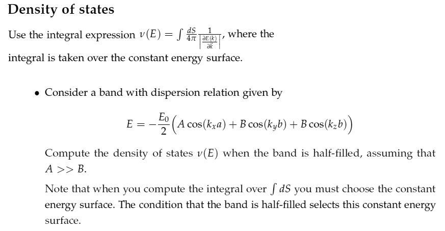 Density of states integral is taken over the constant energy surface ...