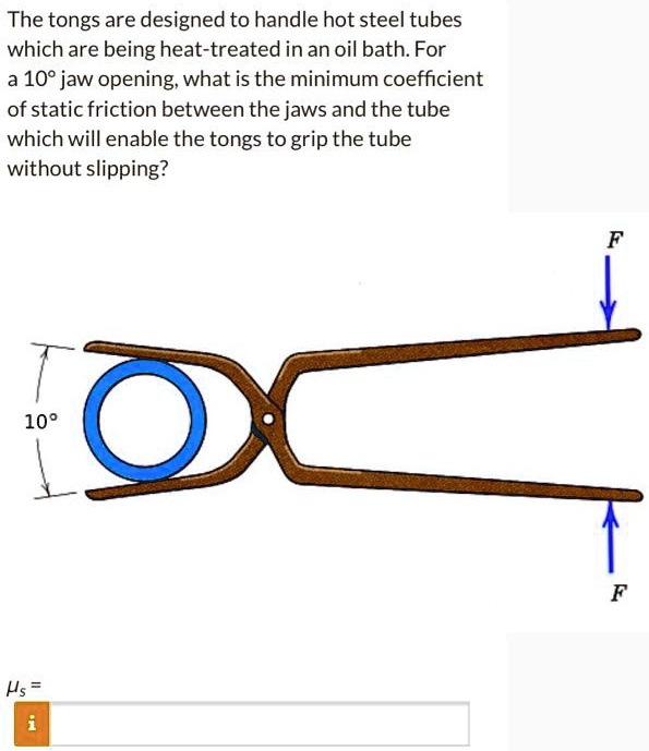 SOLVED: The tongs are designed to handle hot steel tubes which are ...