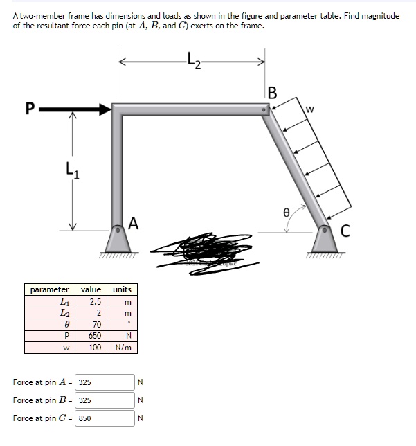 Two Member Frame Design these answers are wrong a two member frame has dimensions and loads as ...
