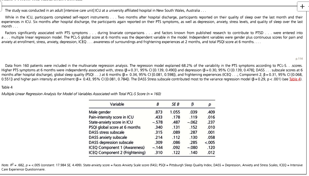 SOLVED:The study was conducted an adult [intensive care unit) ICU at ...