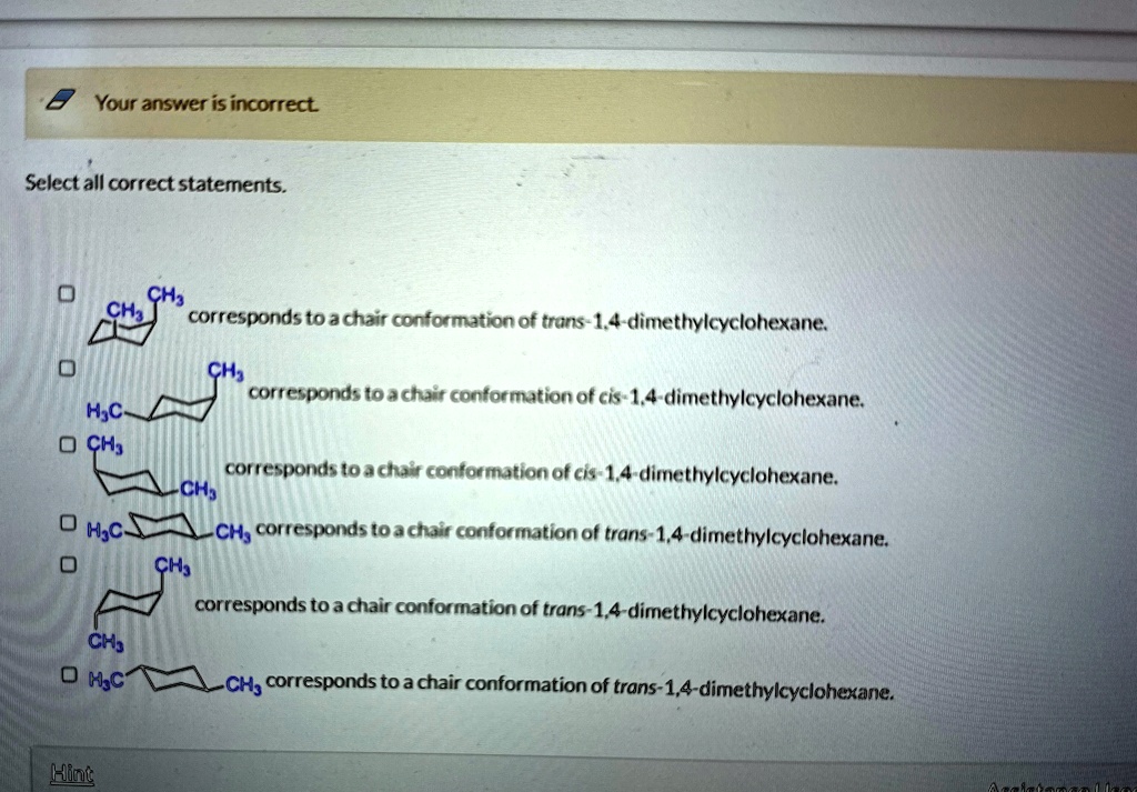 ch3 ch corresponds to a chair conformation of trans 14