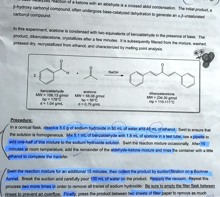 Solved Leu Eaction Of Ketone With An P Hydroxy Aldehyde Is Crossed Aldol Carbonyl Compound Often Undergoes Condensation The Initial Product Base Catalyzed Carbonyl Compound Dehydration Generate An B Unsaturated In This Experiment Acetone