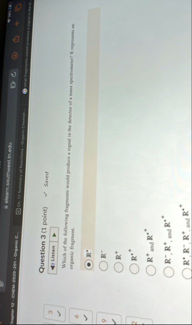 elearnsouthwesttnedu chapter 12 chem 2020 201 organic c ch 17 summary of reactions organic chemist what fragments would produce a signal in the d question 3 1 point listen saved which of the 50942