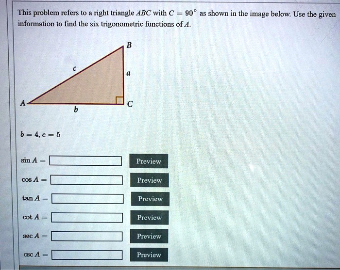Solved This Problem Refers To Right Triangle Abc With C 90Â° As Shown In The Image Below Use 8233