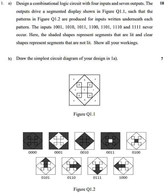 SOLVED: a) Design a combinational logic circuit with four inputs and ...