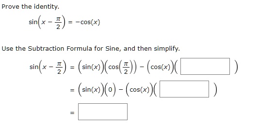 SOLVED:Prove the identity: sinl cos(x) Use the Subtraction Formula for ...