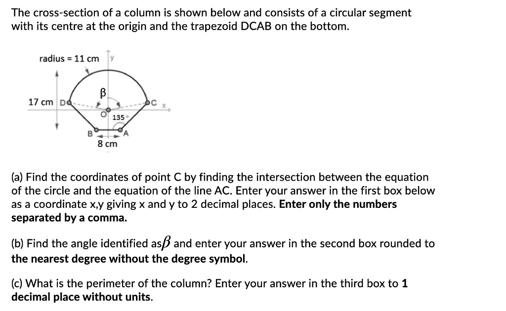The cross-section of a column is shown below and consists of a circular ...