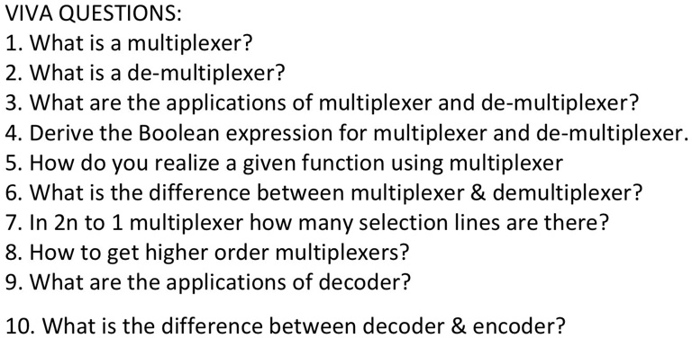 Multiplexer Expression SOLVED: Don’t use handwriting please VIVA QUESTIONS: 1. What is a ...