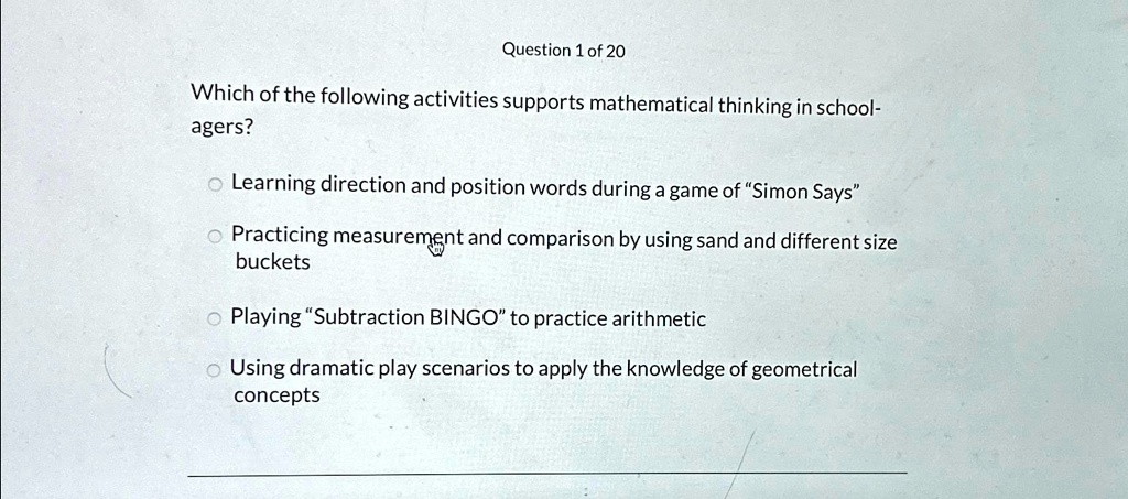 Question 1 Of 20 Which Of The Following Activities Supports 