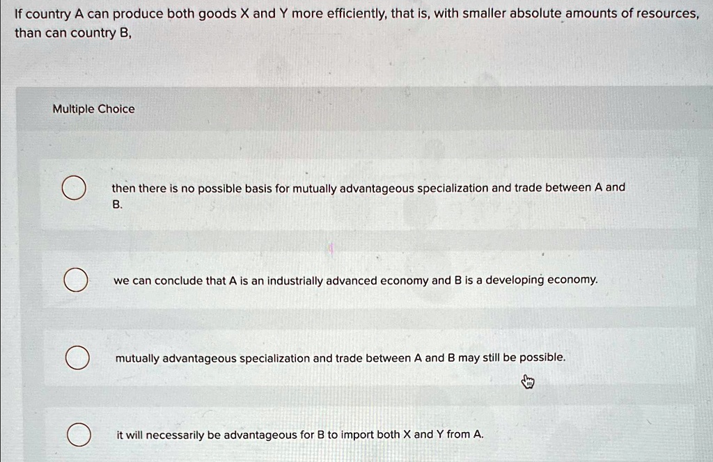 SOLVED: If Country A Can Produce Both Goods X And Y More Efficiently ...