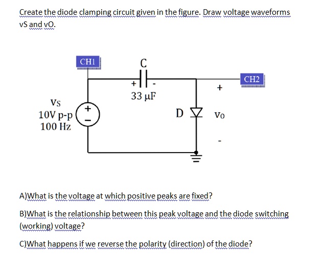 SOLVED Create the diode clamping circuit given in the figure.Draw