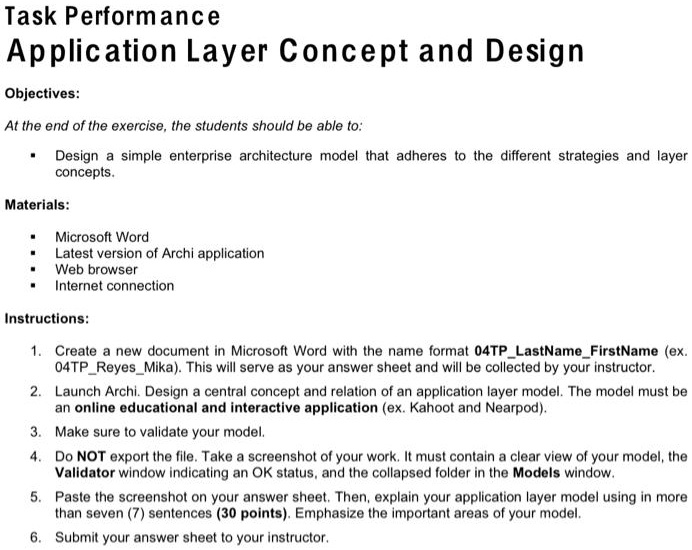 [GET ANSWER] Task Performance Application Layer Concept and Design ...