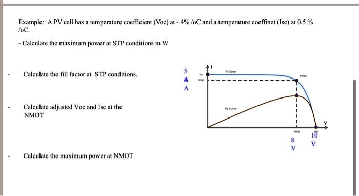 Voc Range Calculation Example Example: A PV cell has a temperature coefficient (Voc) at -4%/oC and a ...
