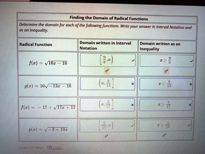 SOLVED: Finding the Domain of Radical Functions Determine the domain ...