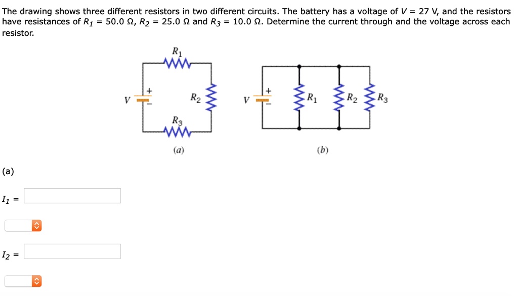 SOLVED The drawing shows three different resistors in two different
