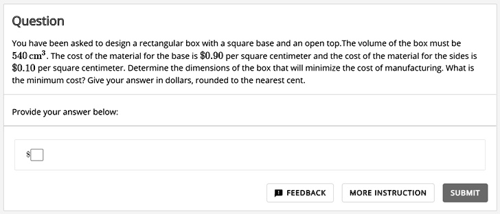 Question You have been asked to design a rectangular box with a square ...