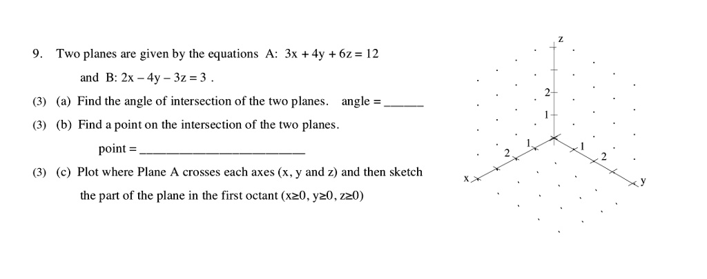 SOLVED: Two Planes Are Given By The Equations A: 3x 4y + 6z = 12 And B ...