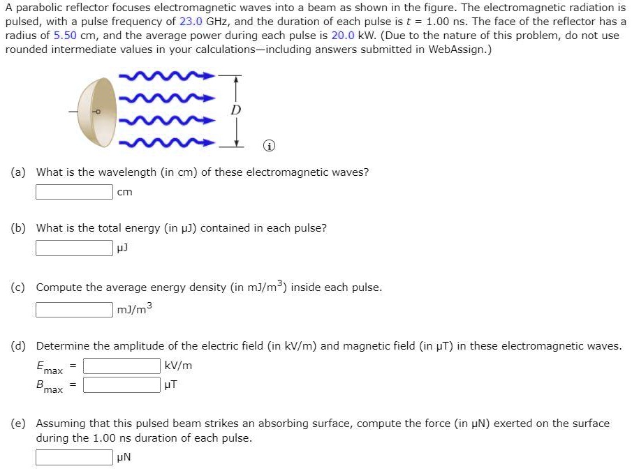 SOLVED Parabolic reflector focuses waves into a beam