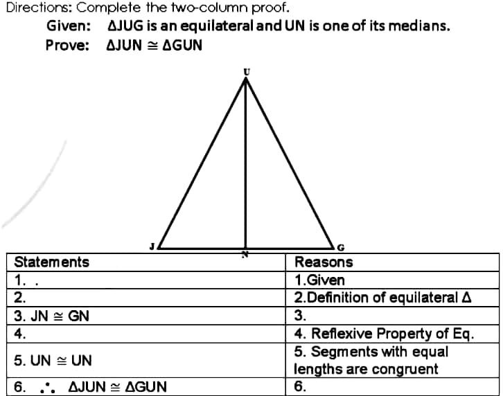 SOLVED Directions Complete the two column proof Given AJUG is an