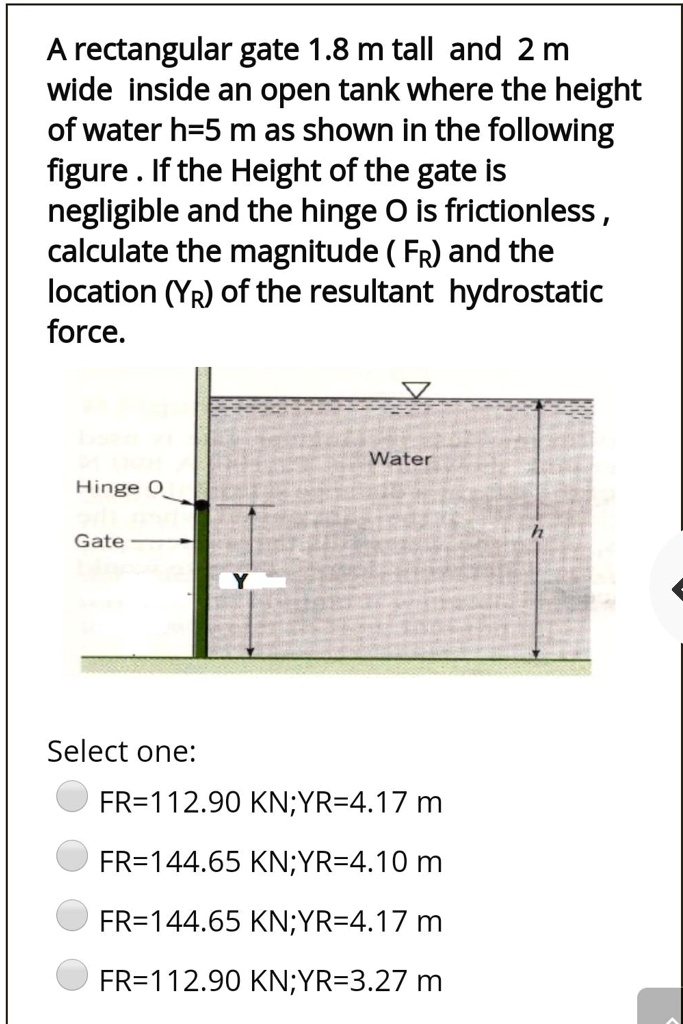 SOLVED A rectangular gate 1.8 m tall and 2 m wide is inside an open
