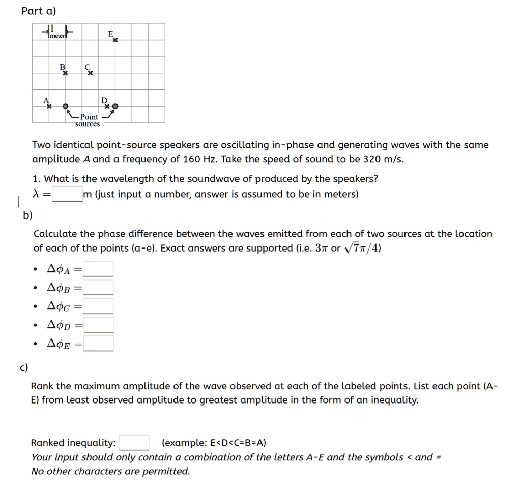 SOLVED:Part a) melert Point sources Two identical point-source speakers ...