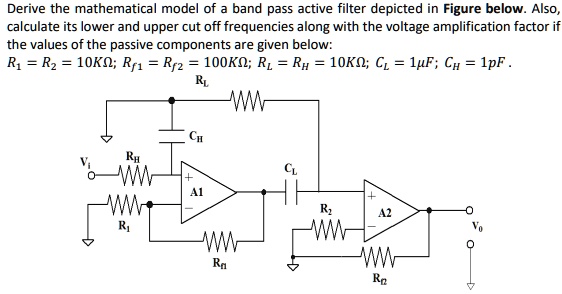 derive the mathematical model of a bandpass active filter depicted in ...