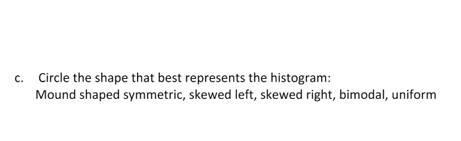 SOLVED: Circle the shape that best represents the histogram: Mound ...
