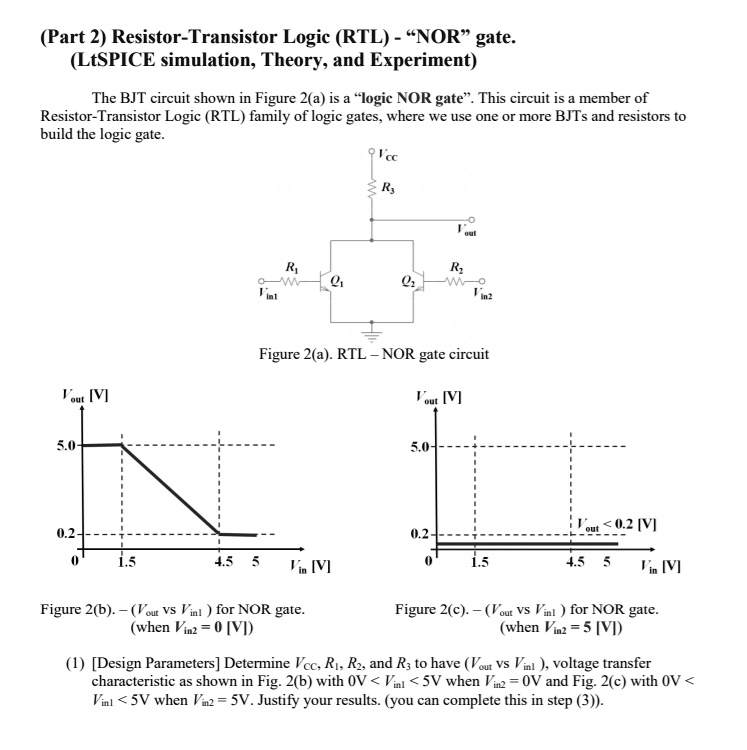 SOLVED: Text: (Part 2) Resistor-Transistor Logic (RTL) - NOR gate ...