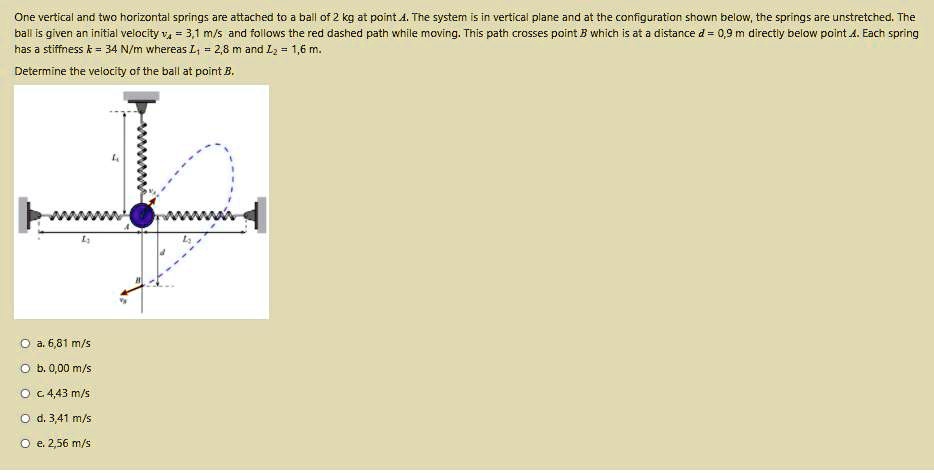 SOLVED: One vertical and two horizontal springs are attached to a ball ...