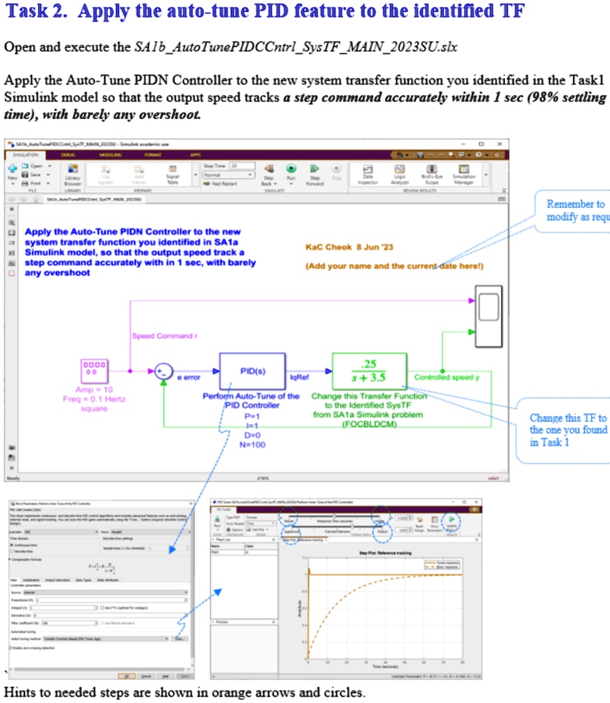 Task 2. Apply the auto-tune PID feature to the identified TF Open and ...