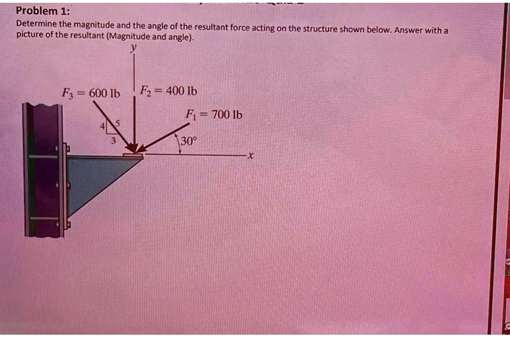 Problem 1: Determine the magnitude and the angle of the resultant force ...