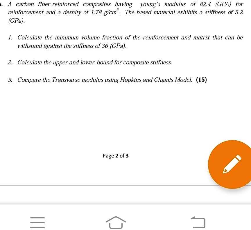 SOLVED A carbon fiberreinforced composite has a Young's modulus of 82