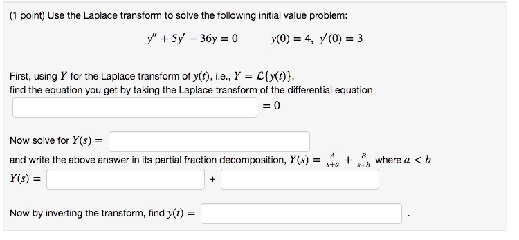 Solved Point Use The Laplace Transform To Solve The Following Initial