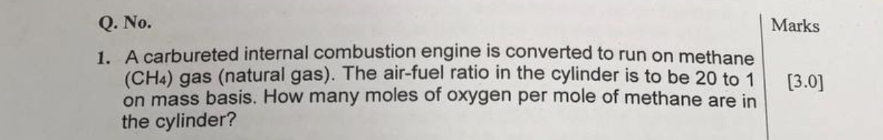 Q. No. Marks 1. A carbureted internal combustion engine is converted to ...