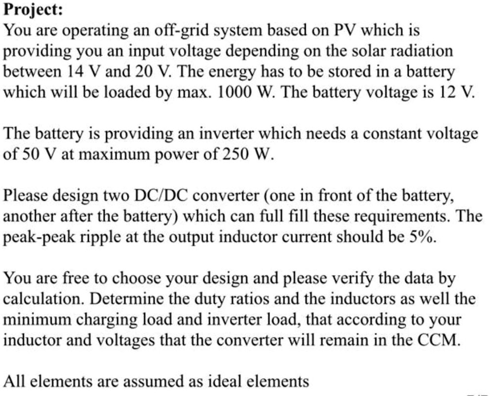 SOLVED: Project: You are operating an off-grid system based on PV which ...