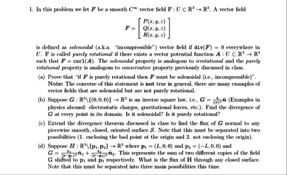1 in this problem we let f be a smooth cinfty vector field f...