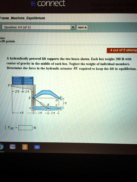 SOLVED A hydraulically powered lift supports the two boxes shown. Each box weighs 288 lb with