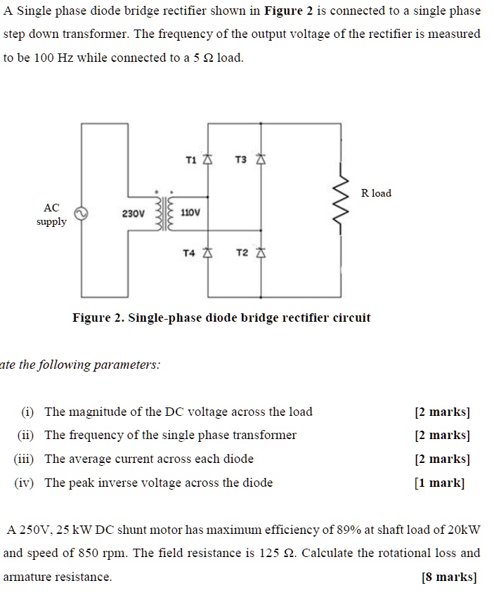 SOLVED A singlephase diode bridge rectifier shown in Figure 2 is connected to a singlephase