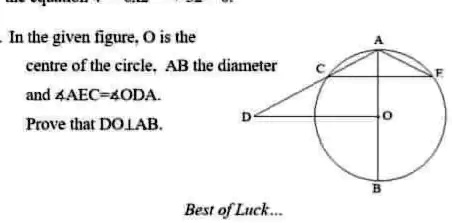 SOLVED: In the given figure: O is the centre of the circle. AB is the ...