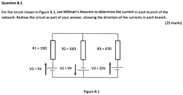 Millman Theorem Examples Question B.1 For the circuit shown in Figure B.1, use Millman's theorem ...
