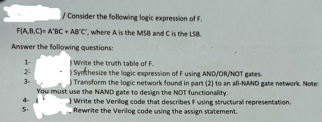 consider the following logic expression of f fabc abc abc where a is ...