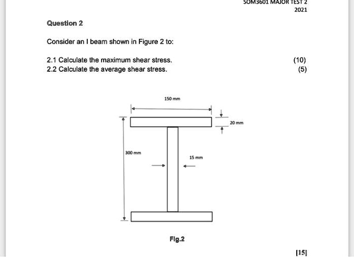 Question 2 Consider an I beam shown in Figure 2 to: 2.1 Calculate the ...