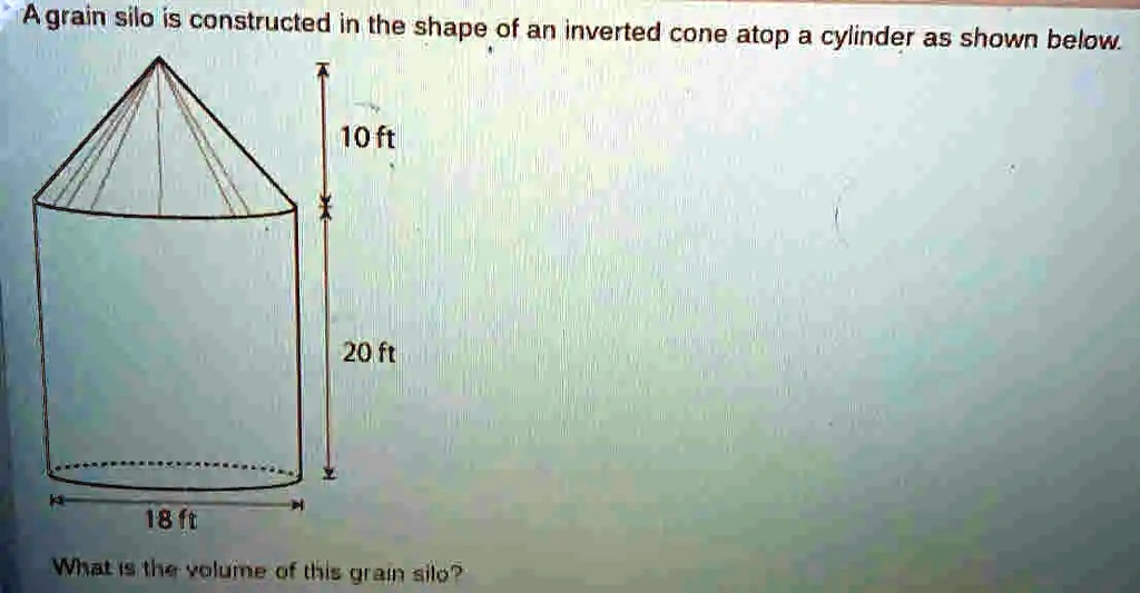 SOLVED An grain silo is constructed in the shape of an inverted cone atop a cylinder as shown