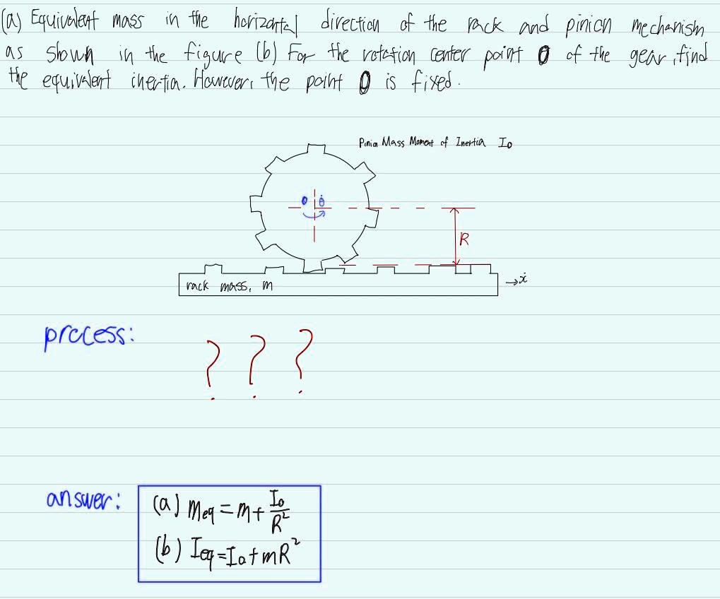 SOLVED (a) Equivalent mass in the horizontal direction of the rack and