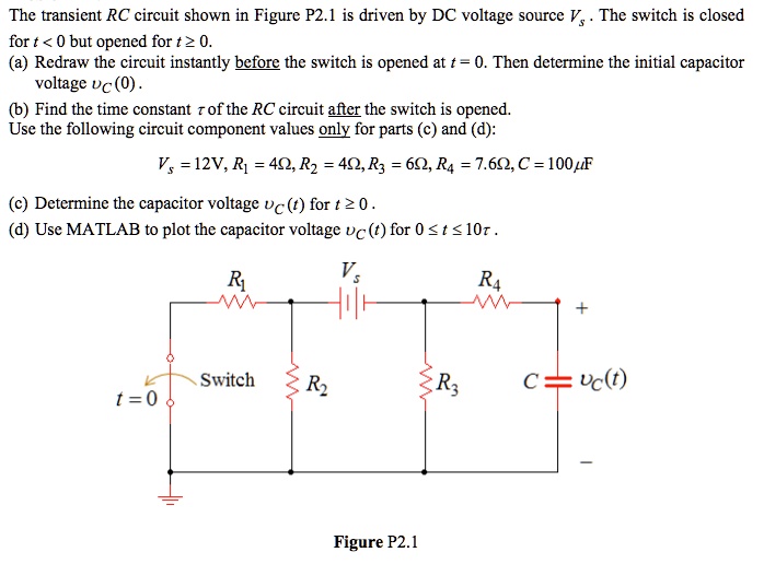 SOLVED: The transient RC circuit shown in Figure P2.1 is driven by a DC ...