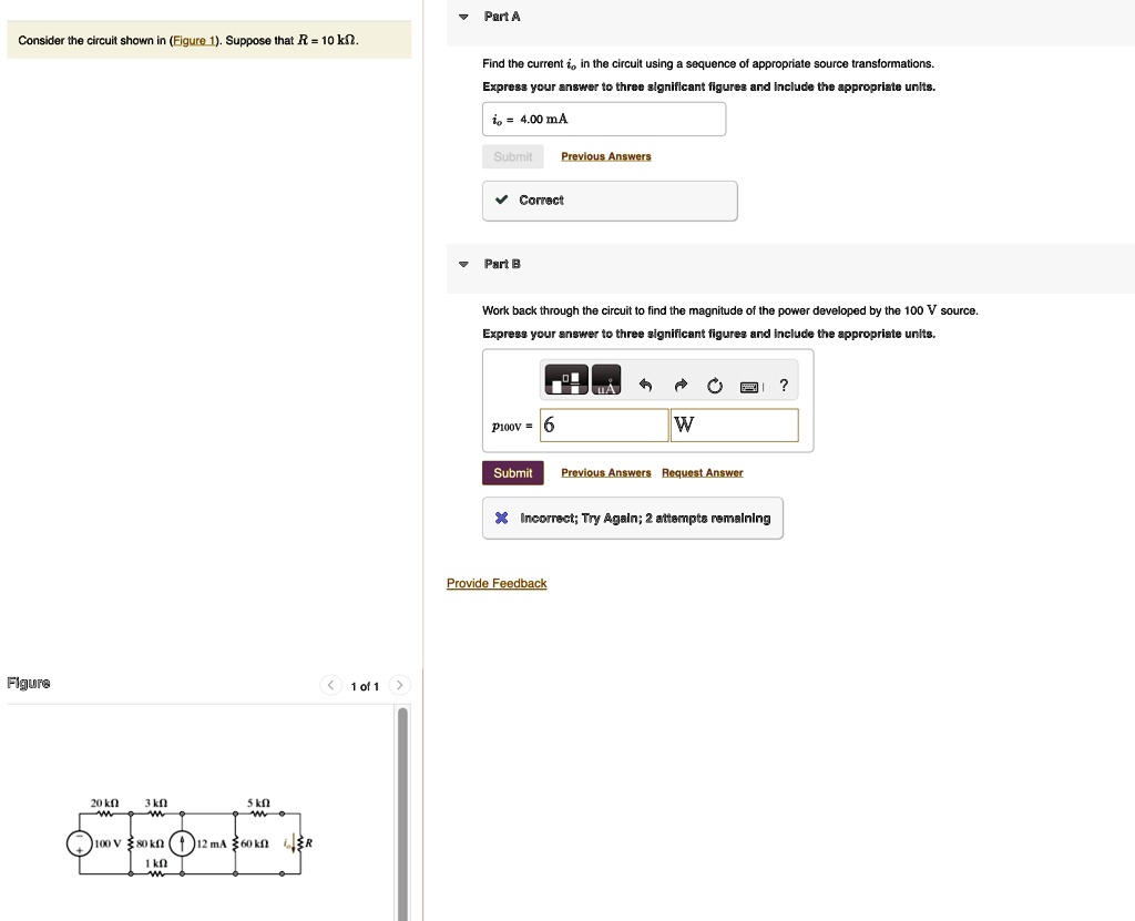 SOLVED: Part A Consider the circuit shown in (Figure 1. Suppose that R ...