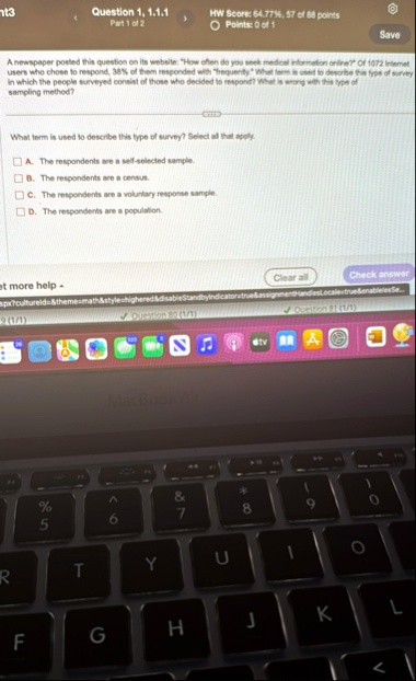 question 1 111 part 1 of 2 hw score 6477 57 of 88 points points 0 of 1 save a newspaper posted this question on its website how often do you seek medical information online of 1072 internet  26396